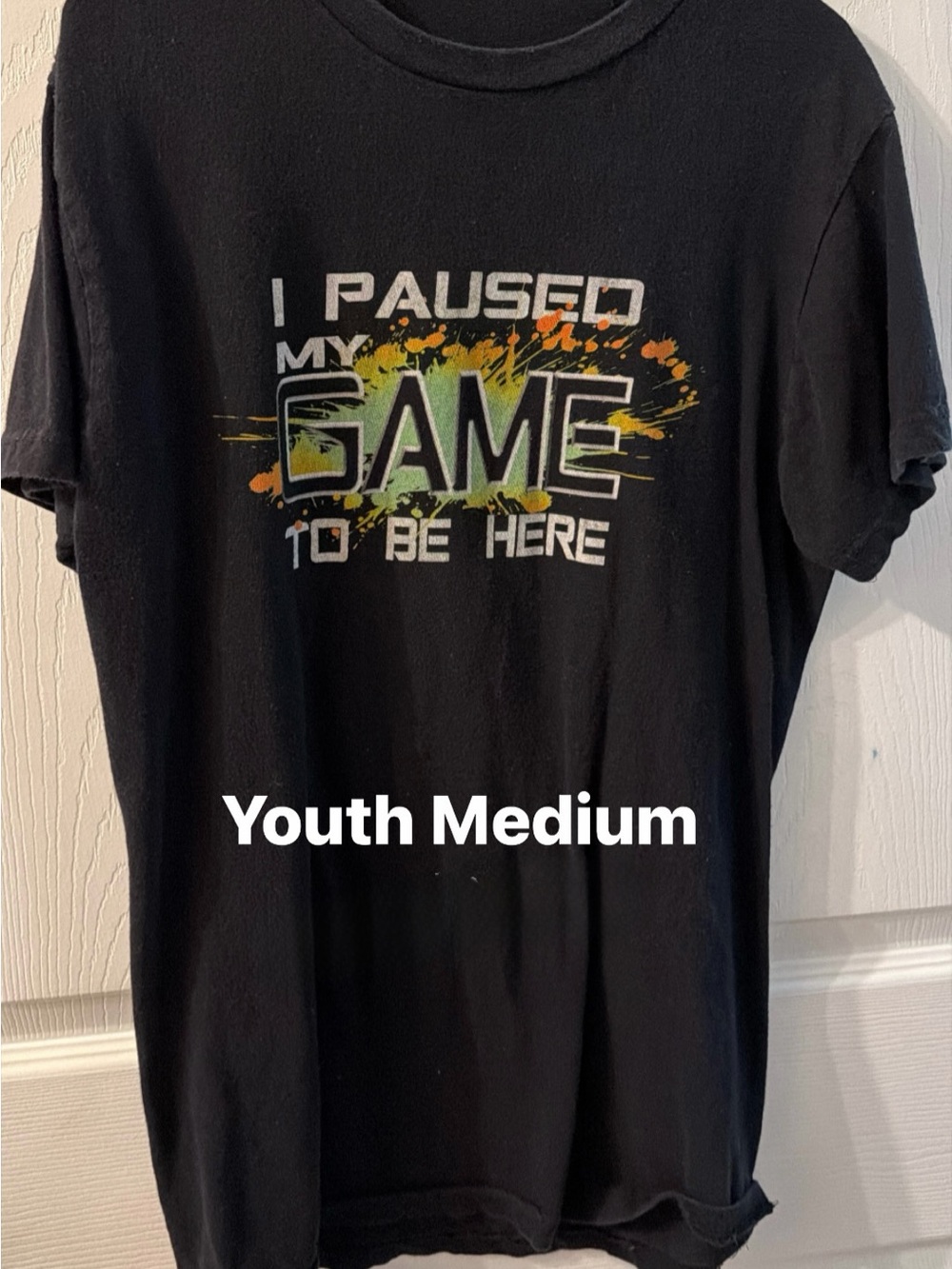 Youth Black Graphic Tee - 'I Paused My Game' - Unbranded